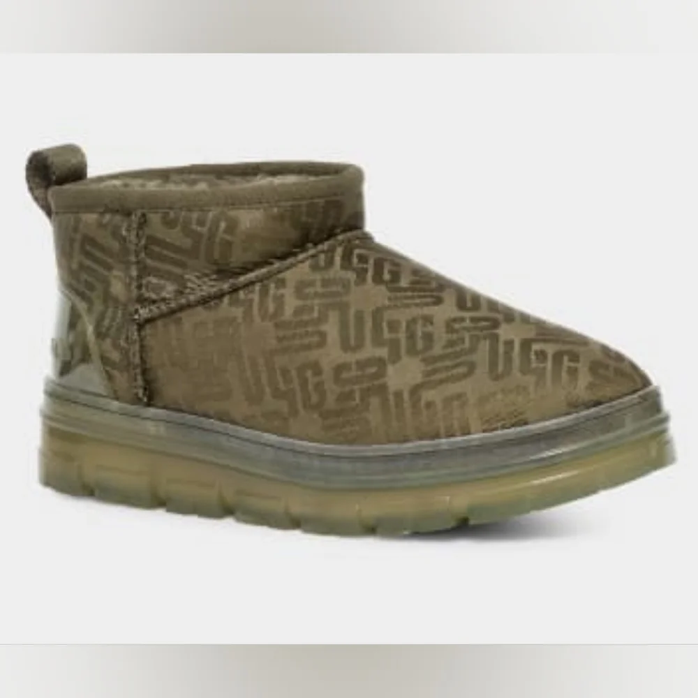 Ugg Classic Ultra Mini Monogram Burnt Olive Women's 7 - Picture 1 of 6